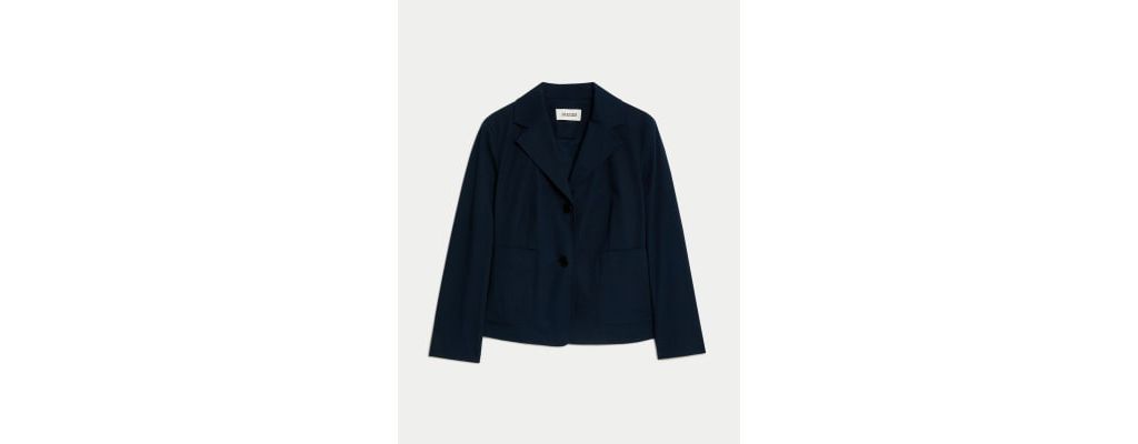 Relaxed Cotton Stretch Cropped Blazer 1 of 7