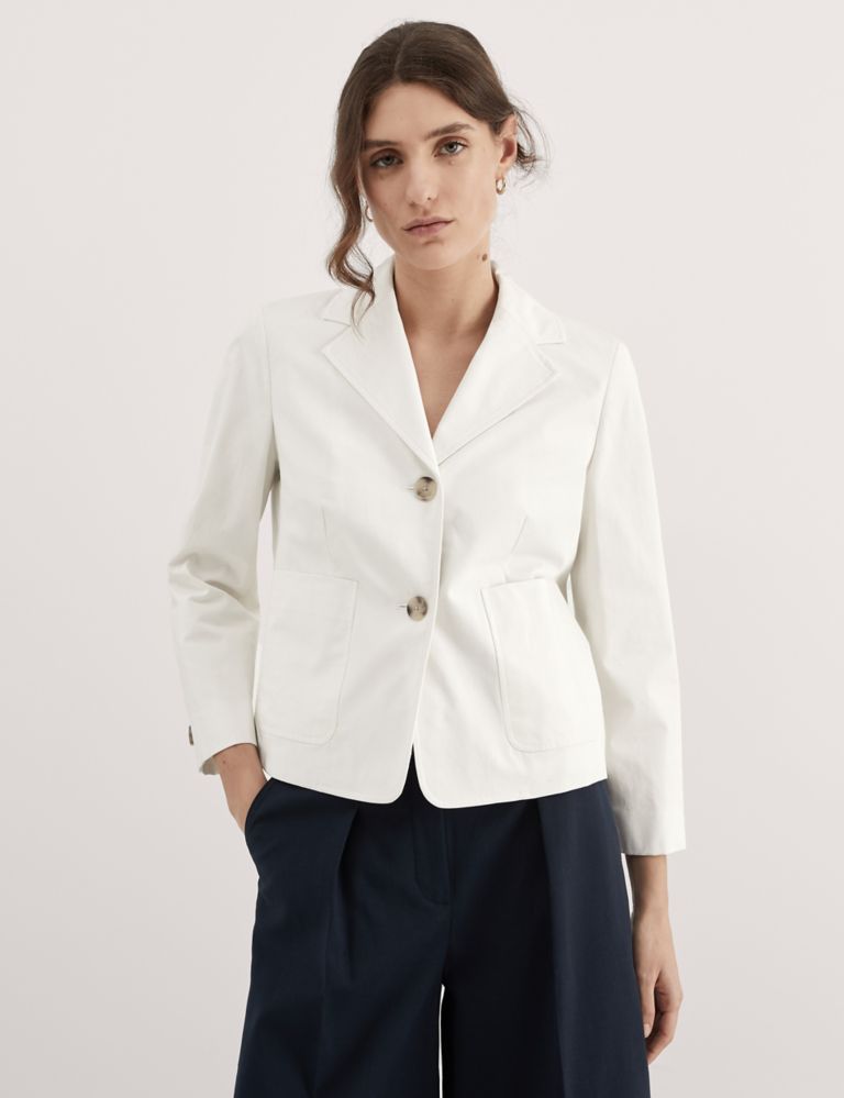 Relaxed Cotton Stretch Cropped Blazer 5 of 8