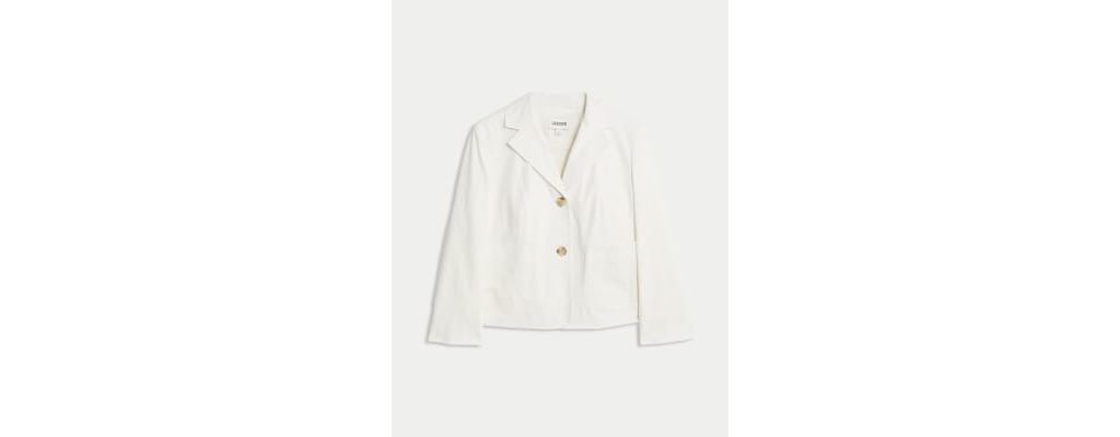 Relaxed Cotton Stretch Cropped Blazer 1 of 8