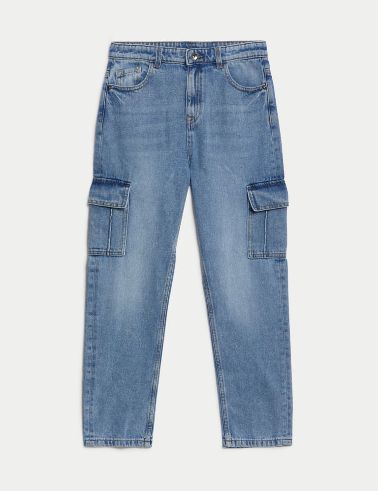 Relaxed Denim Cargo Jeans (6-16 Yrs), M&S Collection
