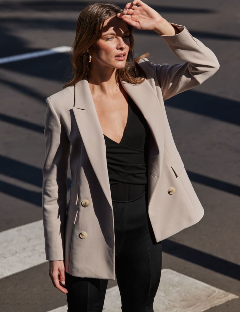 Double breasted longline blazer hotsell