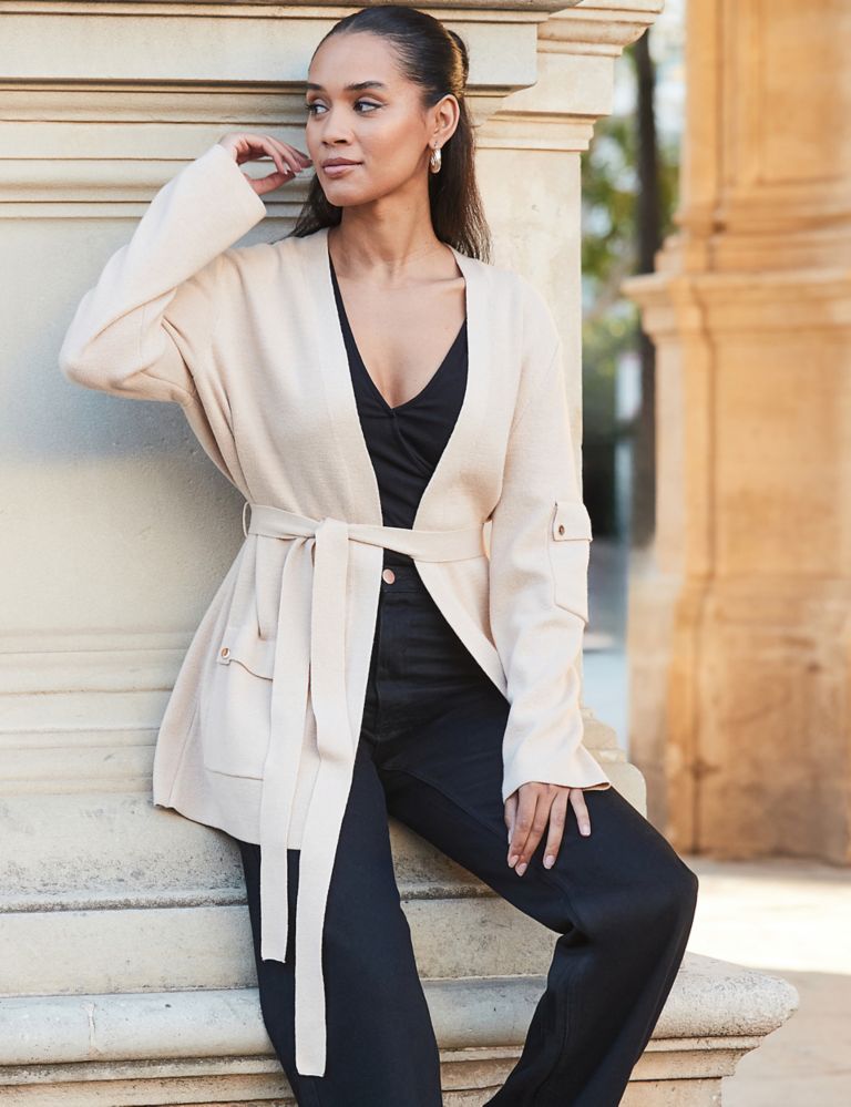 Relaxed Fit Belted Cardigan with Wool 4 of 5