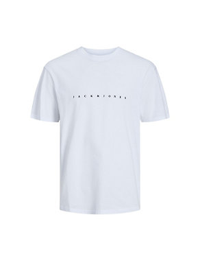 Relaxed Fit Pure Cotton Logo Print T-Shirt Image 2 of 6