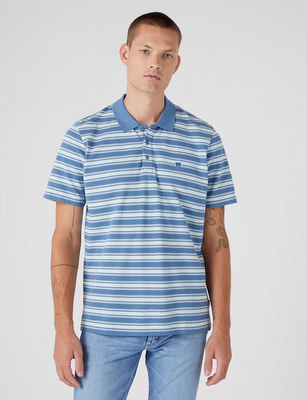 Relaxed Fit Pure Cotton Striped Polo Shirt | Wrangler | M&S