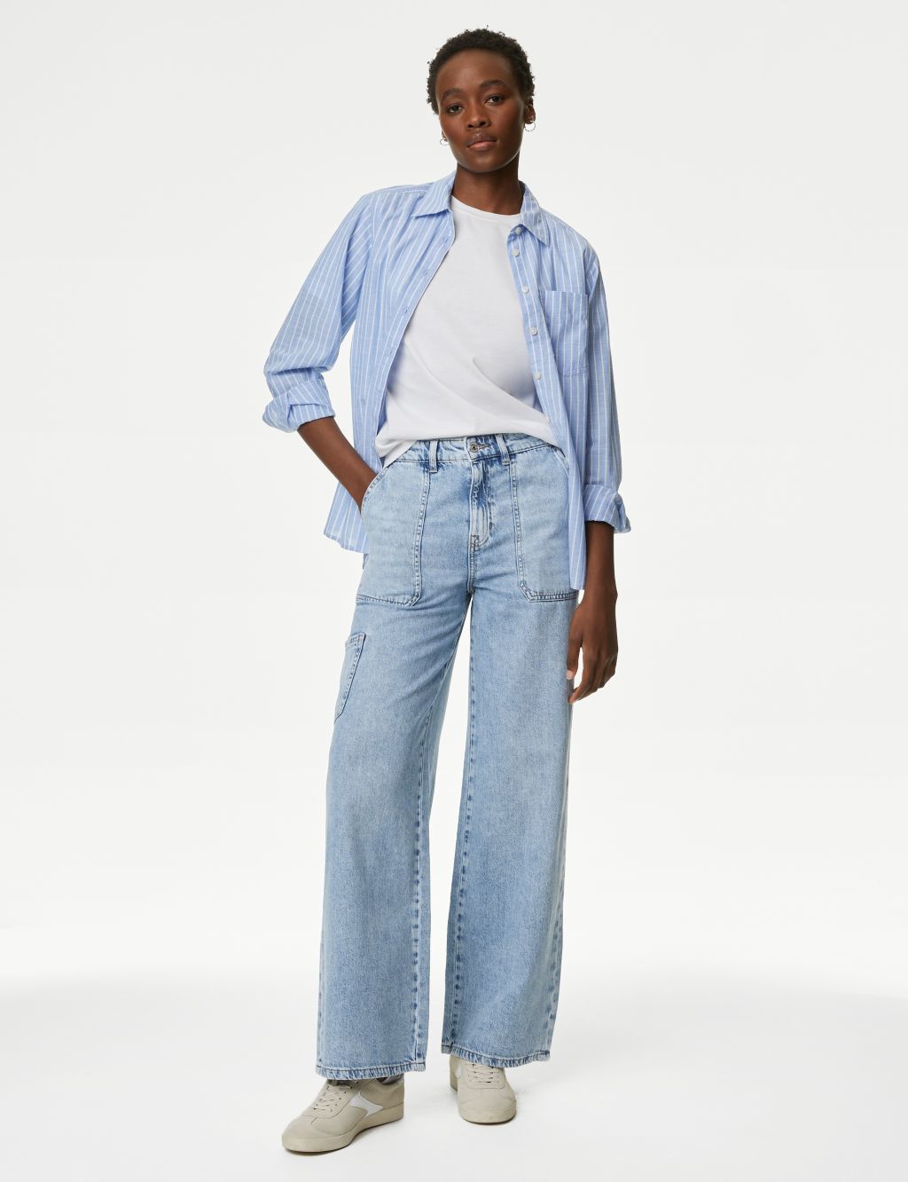 Relaxed High Waisted Carpenter Wide Leg Jeans | M&S Collection | M&S