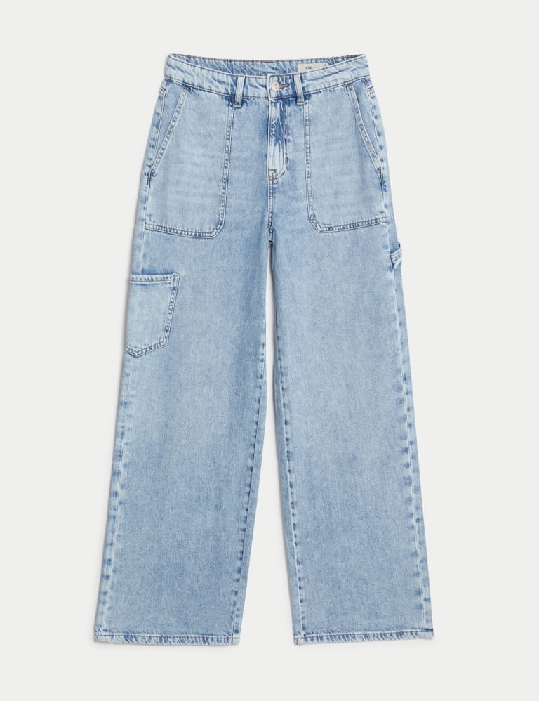 Relaxed High Waisted Carpenter Wide Leg Jeans M S Collection M S