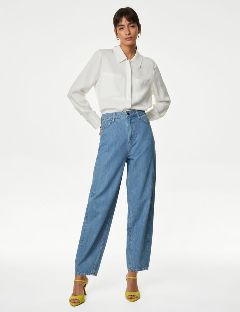 Relaxed High Waisted Straight Leg Jeans | Autograph | M&S