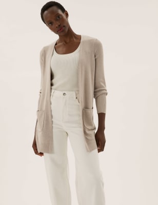 Linen Blend Longline Cardigan M&S Collection M&S