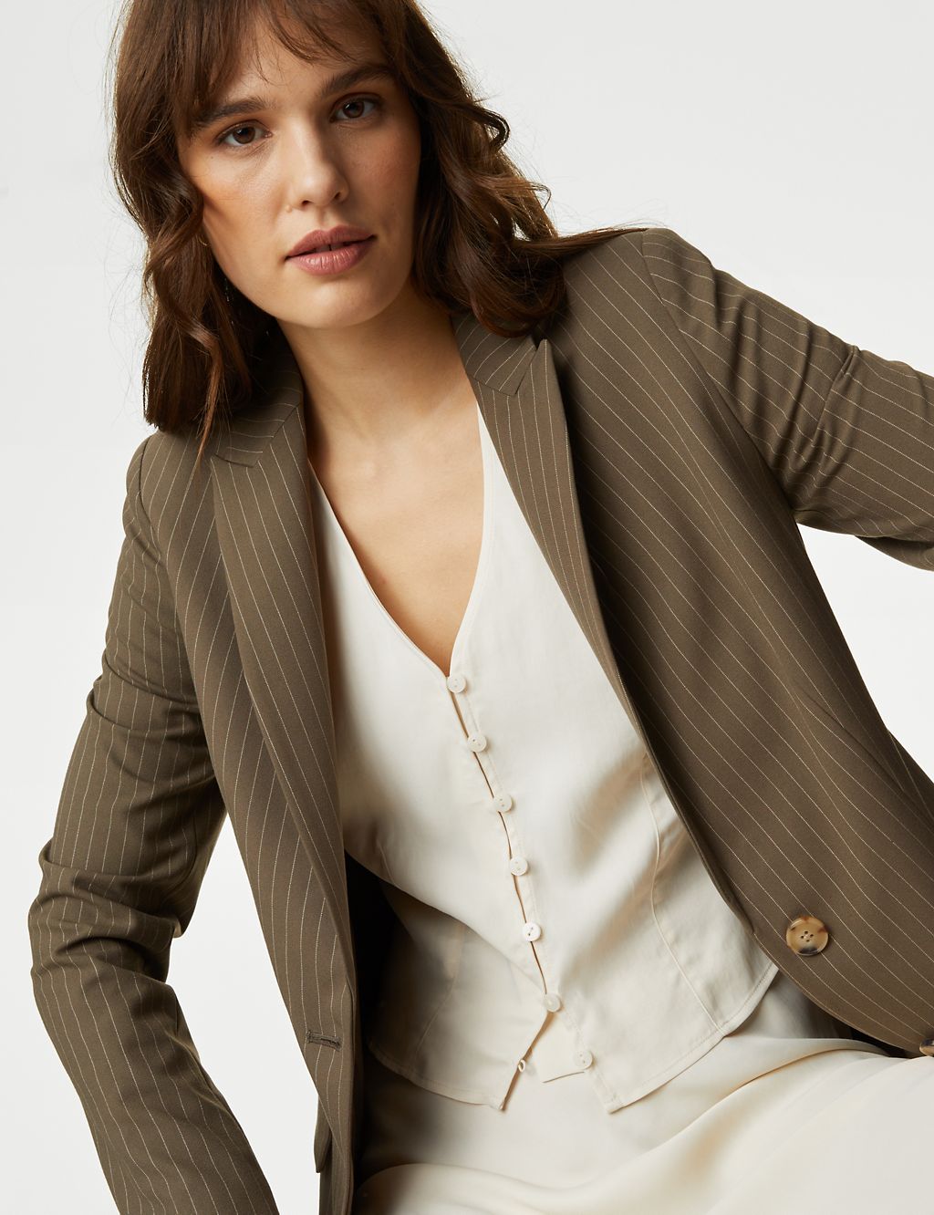 Relaxed Pinstripe Single Breasted Blazer 2 of 6