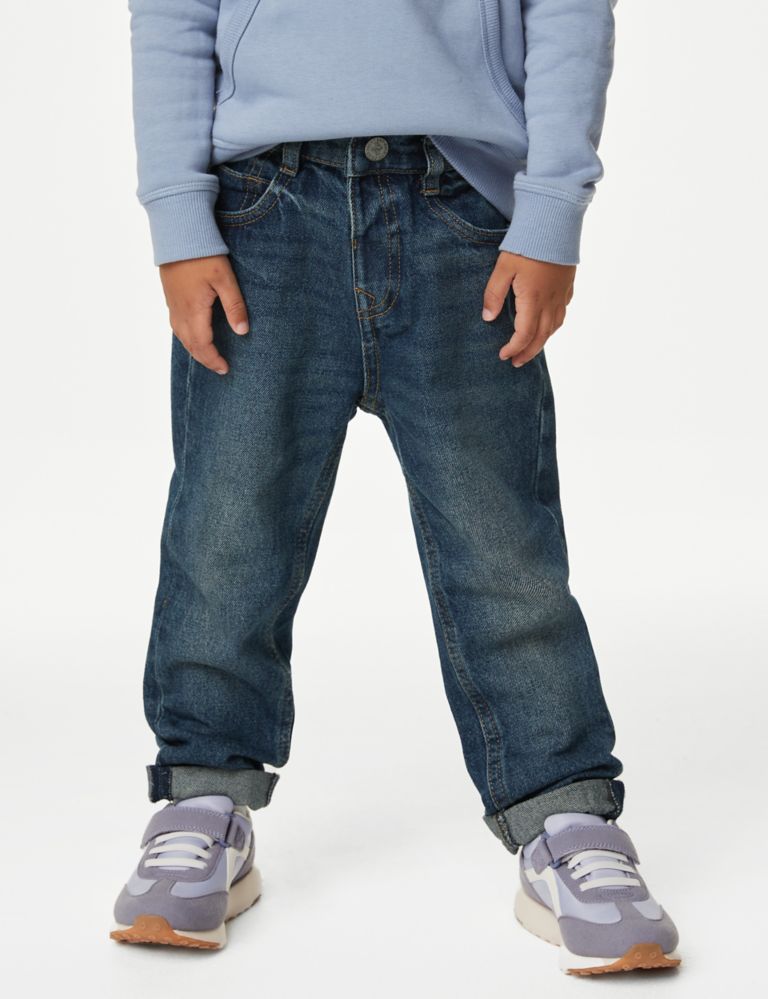 Relaxed Pure Cotton Elasticated Waist Jeans (2-8 Yrs), M&S Collection