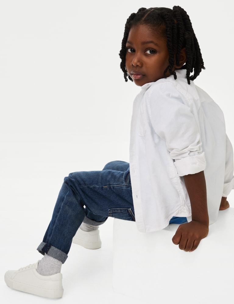 Relaxed Pure Cotton Elasticated Waist Jeans (2-8 Yrs), M&S Collection