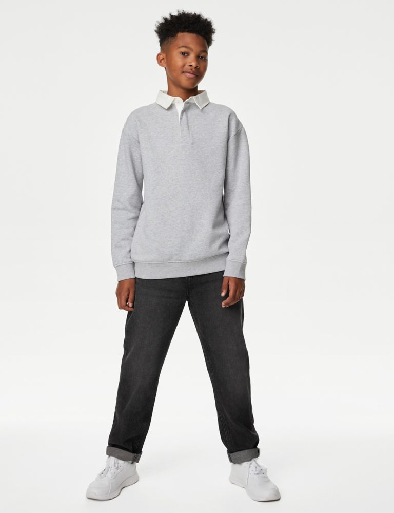 Relaxed Pure Cotton Jeans (6-16 Yrs) 1 of 5