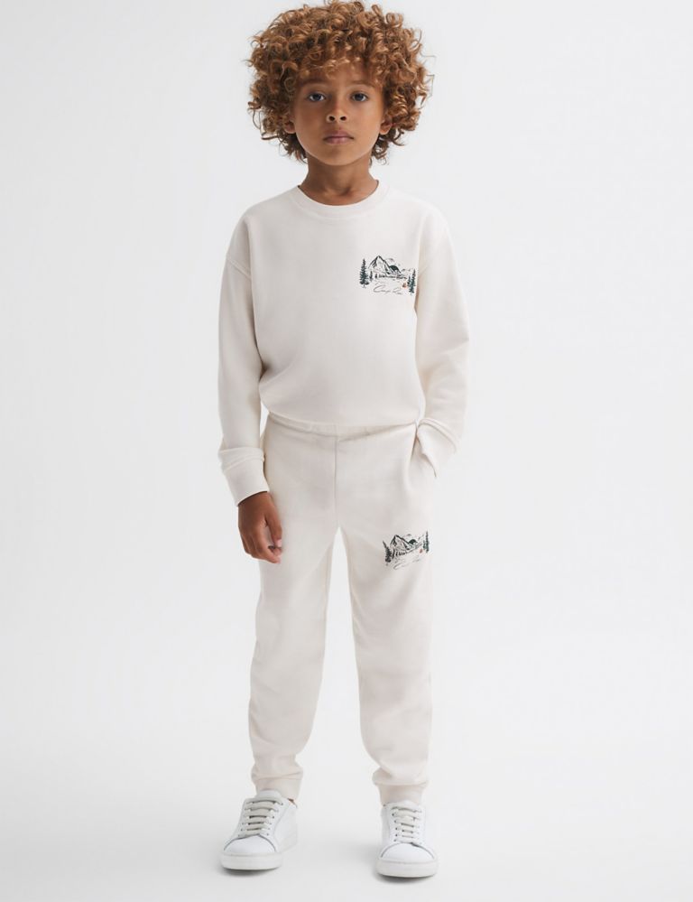 Relaxed Pure Cotton Mountain Graphic Joggers (3-14 Yrs) 1 of 5