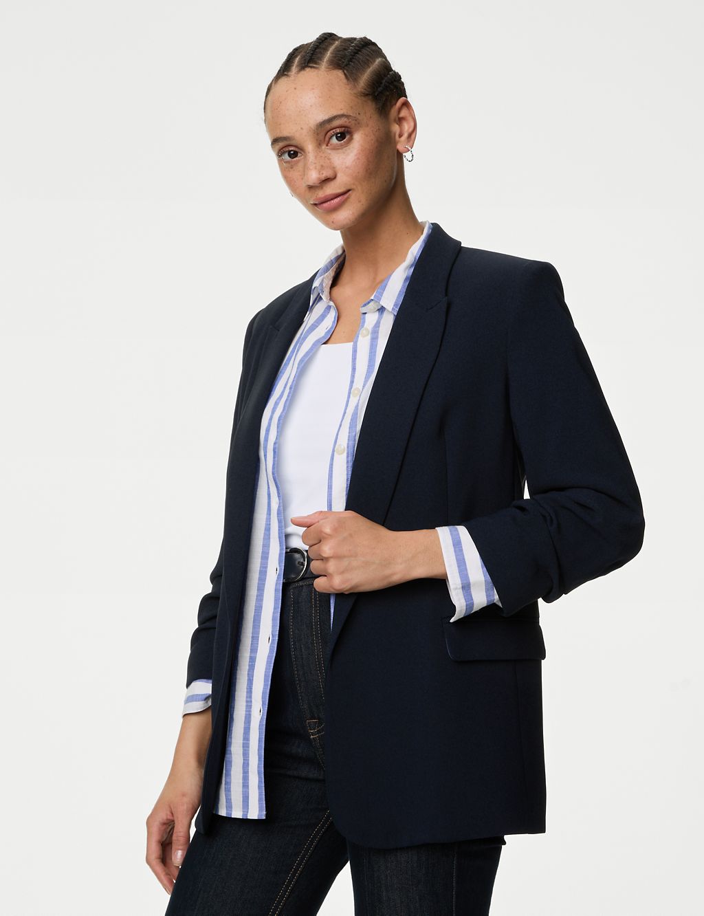 Relaxed Ruched Sleeve Blazer 2 of 6
