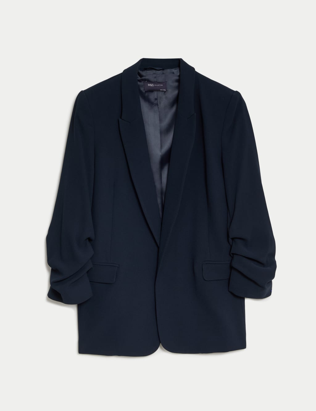 Relaxed Ruched Sleeve Blazer M S Collection M S