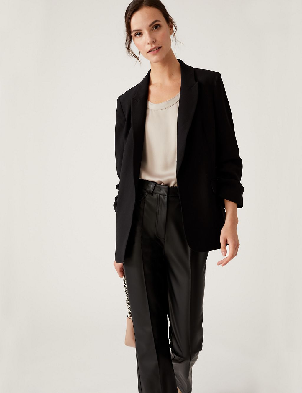 Relaxed Ruched Sleeve Blazer 2 of 6