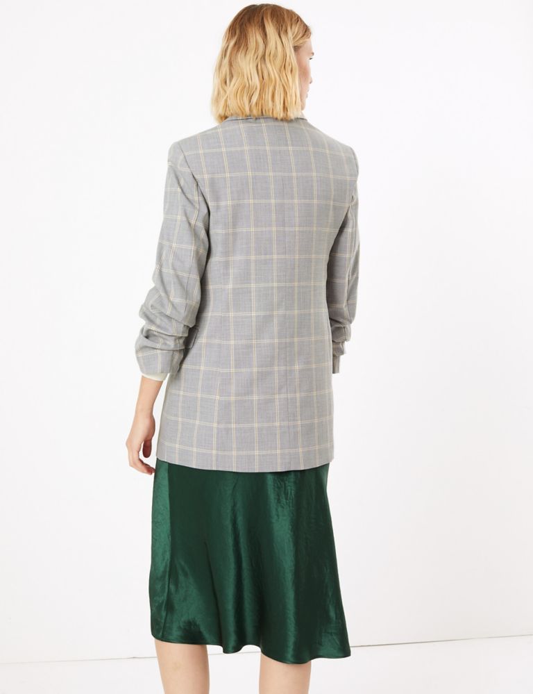 Relaxed Ruched Sleeve Checked Blazer 5 of 6