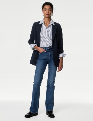 Navy single clearance breasted blazer womens