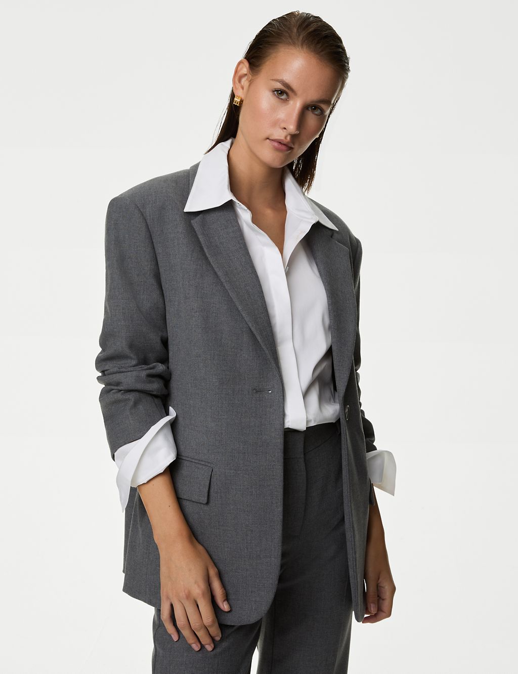 Relaxed Single Breasted Blazer With Wool 8 of 8