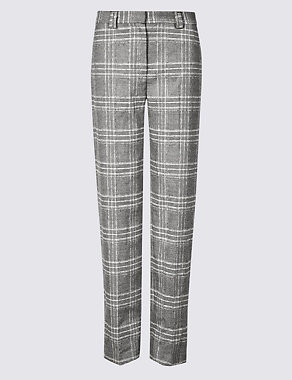 Relaxed Straight Leg Checked Trousers Image 2 of 6