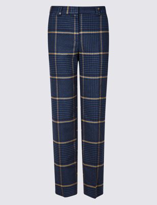 Relaxed Straight Leg Checked Trousers Image 2 of 6