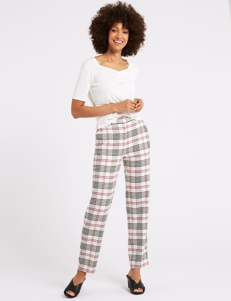 Relaxed Straight Leg Checked Trousers 1 of 6