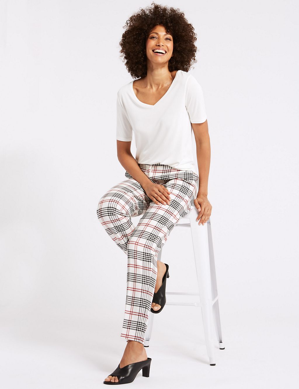 Relaxed Straight Leg Checked Trousers 2 of 6