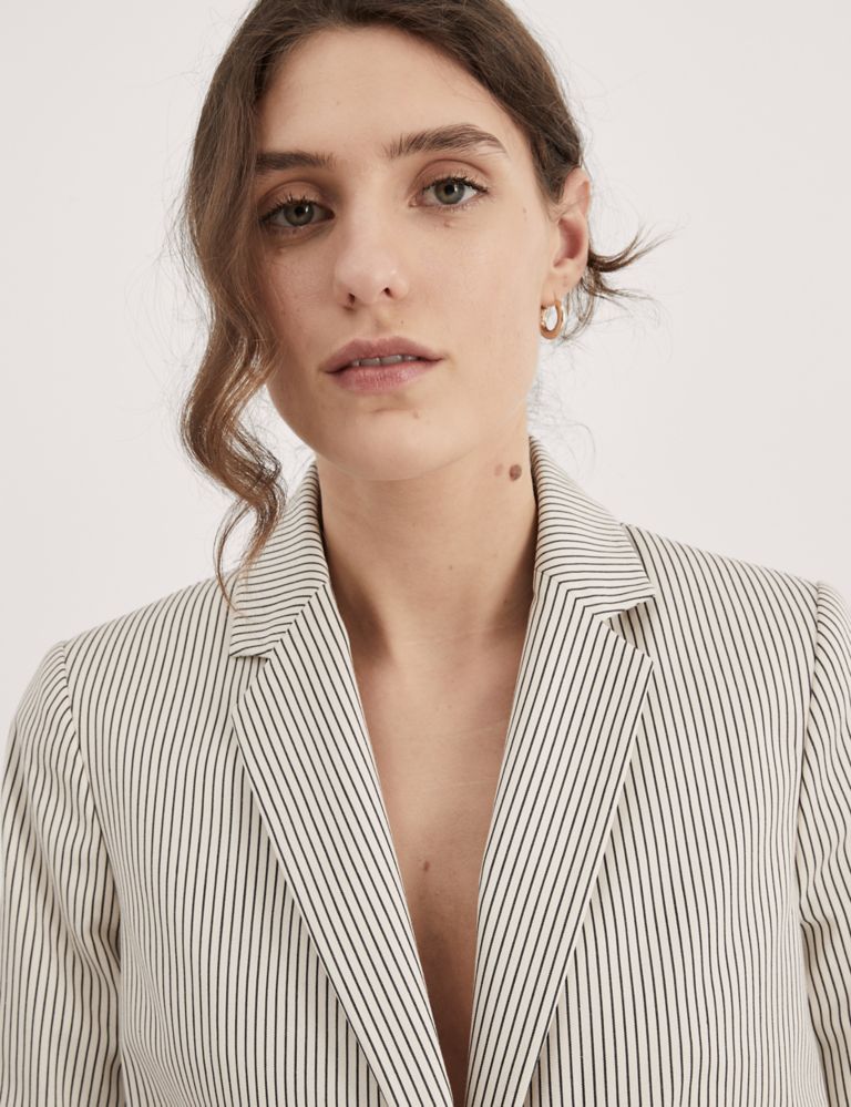 Relaxed Striped Single Breasted Blazer 1 of 7