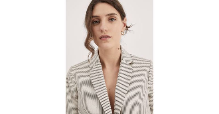 Relaxed Striped Single Breasted Blazer 1 of 7