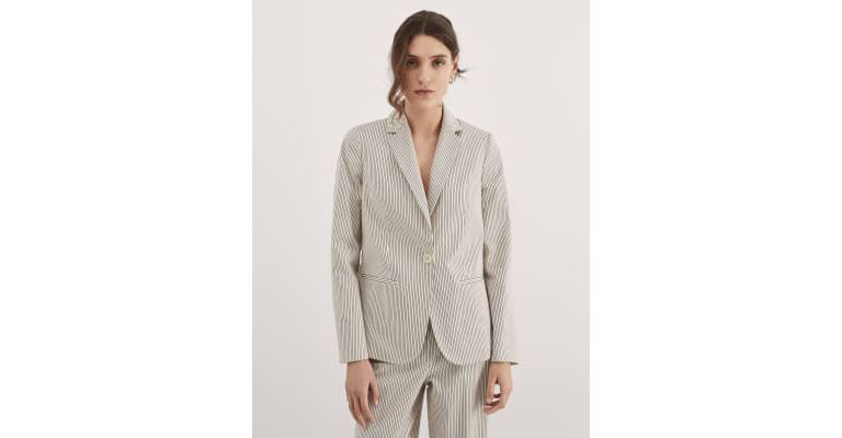 Relaxed Striped Single Breasted Blazer 4 of 7