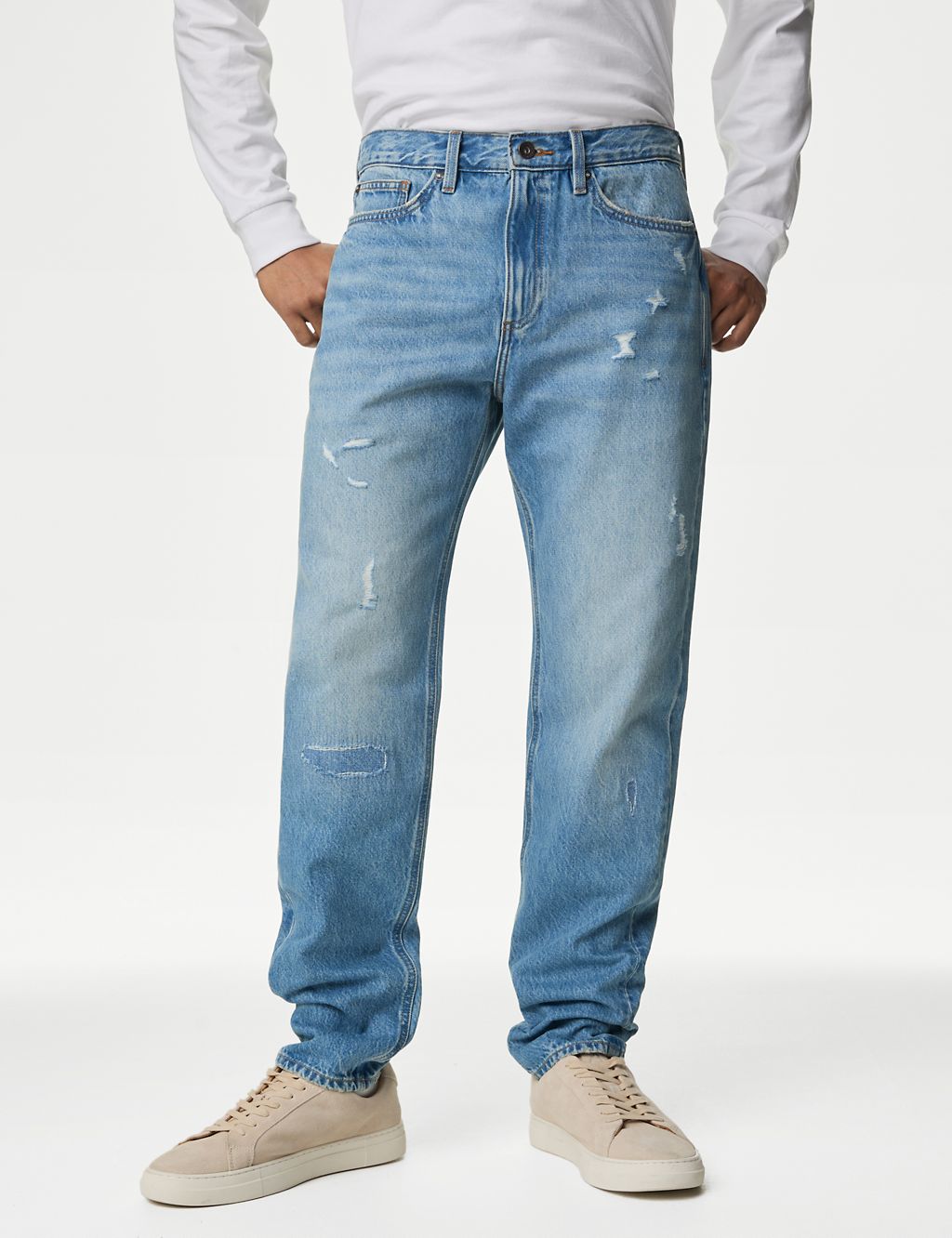Relaxed Taper Fit Rip and Repair Jeans 3 of 6