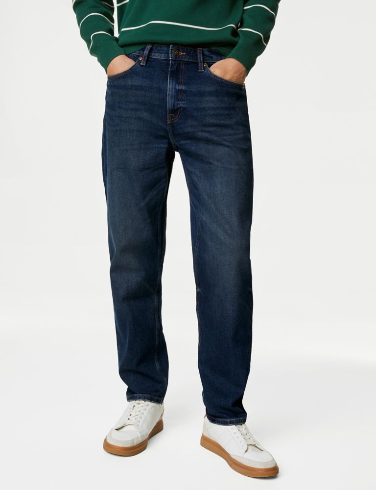 Relaxed Tapered Vintage Wash Jeans | M&S Collection | M&S