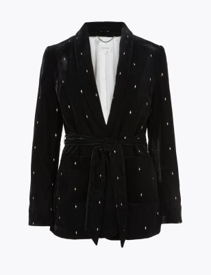 Denise Belted Velvet Blazer