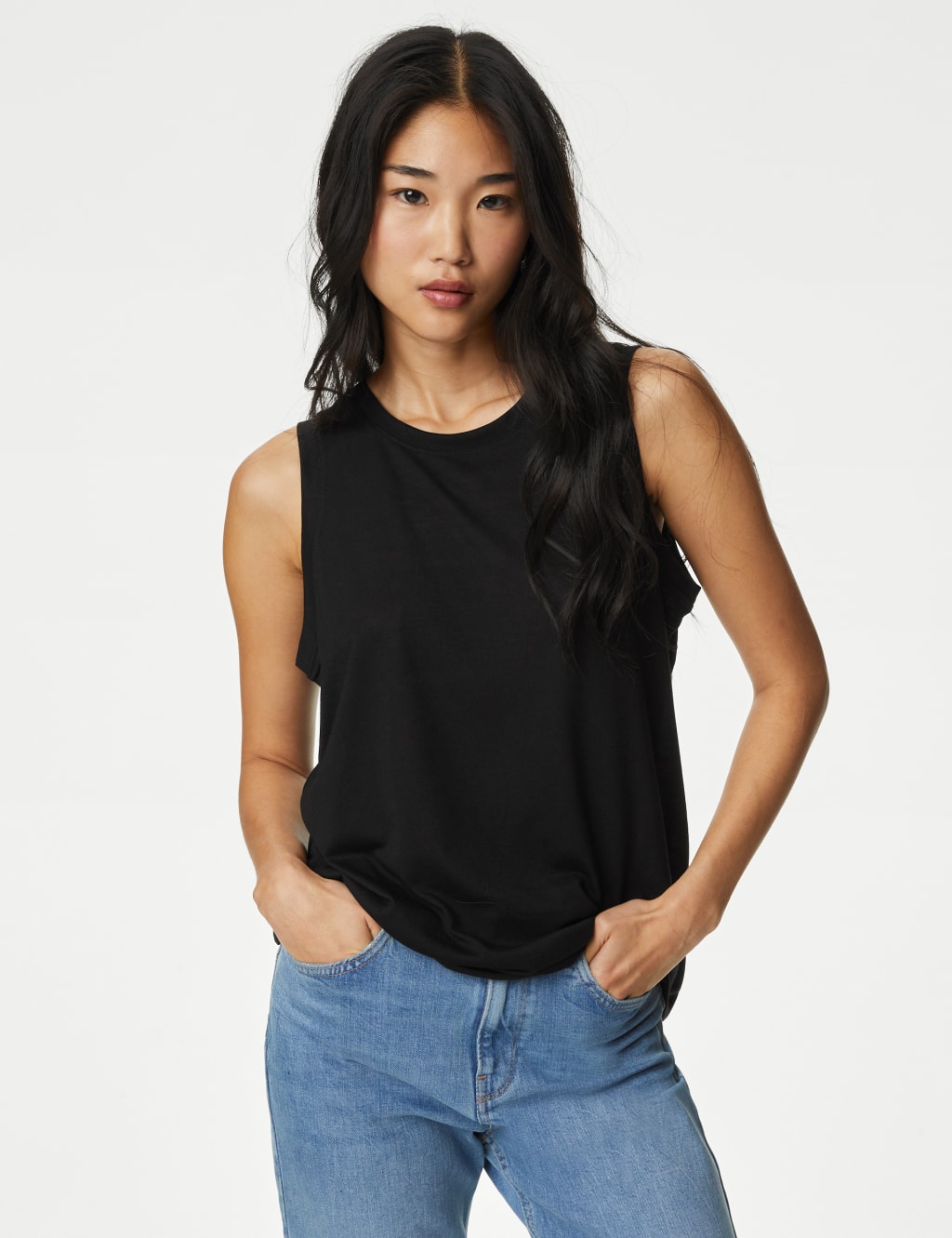 Black sleeveless shirt womens sales