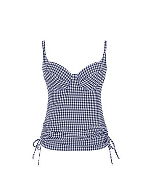 Renee Textured Gingham Wired Tankini Top Image 2 of 4
