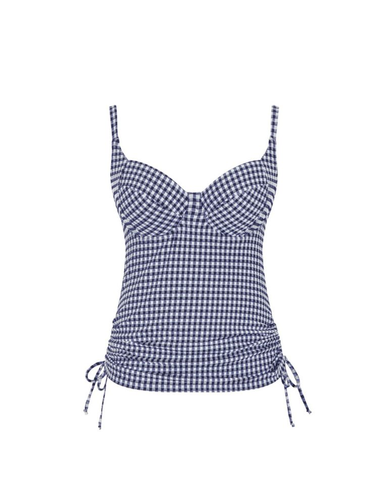 Renee Textured Gingham Wired Tankini Top 2 of 4