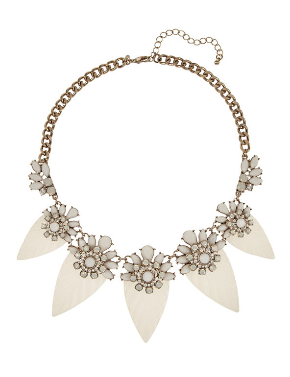 Resin Leaf & Floral Diamanté Necklace Image 1 of 1