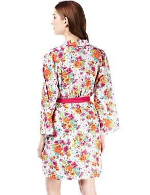 Retro Floral Belted Dressing Gown with Modal Image 2 of 4