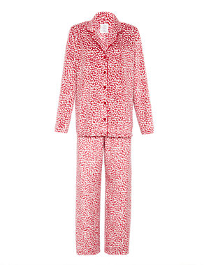 Revere Collar Heart Design Fleece Pyjamas Image 2 of 7