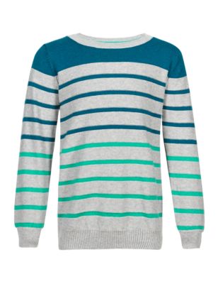 Reverse Striped Crew Neck Jumper (1-7 Years) Image 2 of 3