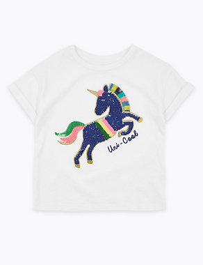 Reversible Sequin Unicorn T-Shirt (2-7 Yrs) Image 2 of 4
