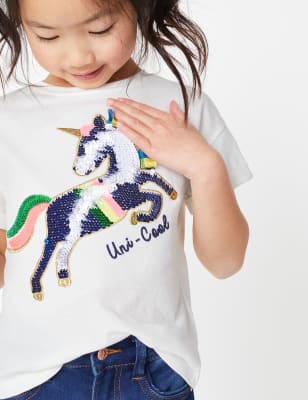 Reversible Sequin Unicorn T Shirt 2 7 Yrs M S