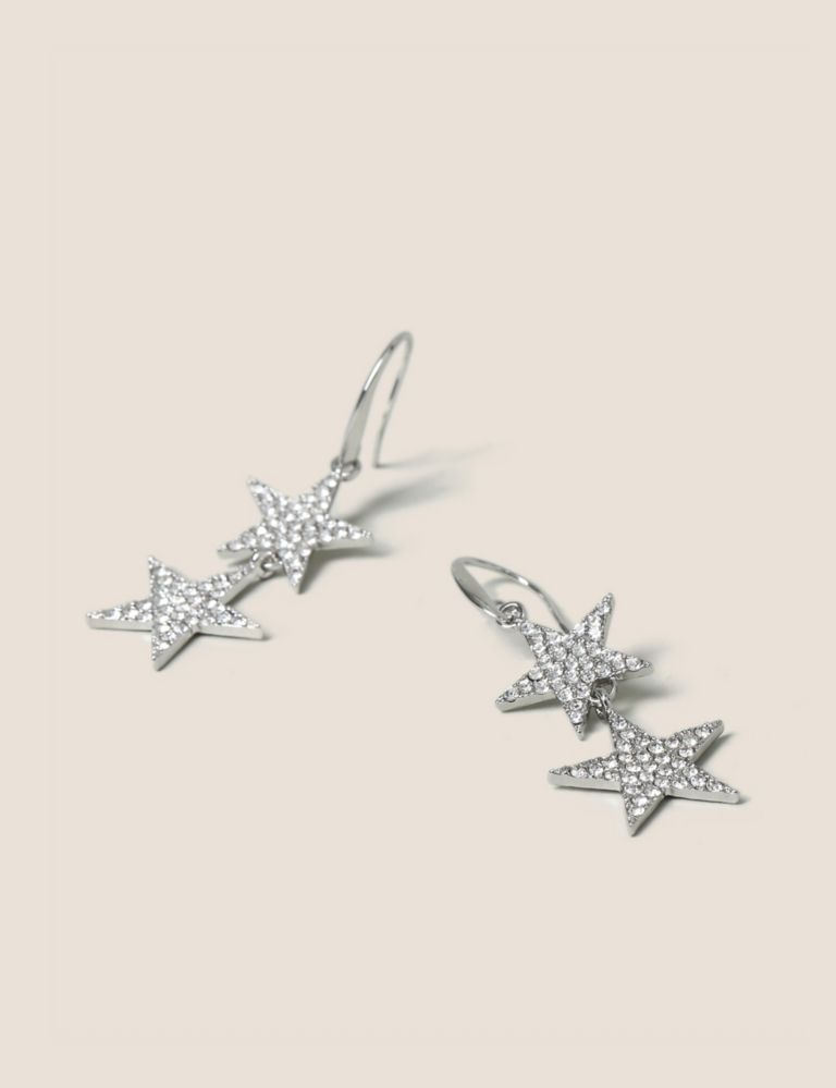 Rhinestone Double Star Earrings, M&S Collection