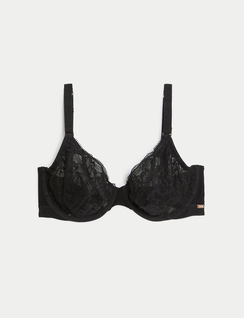 Rib & Lace Wired Plunge Lounge Bra F-H 1 of 7