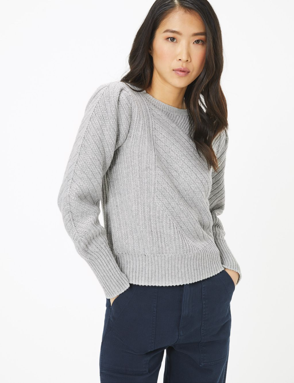 Ribbed Blouson Sleeve Jumper | M&S Collection | M&S