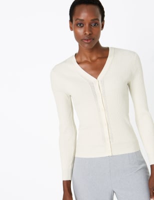 white fitted cardigan