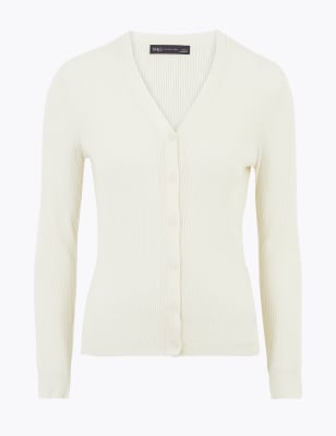 fitted ribbed cardigan