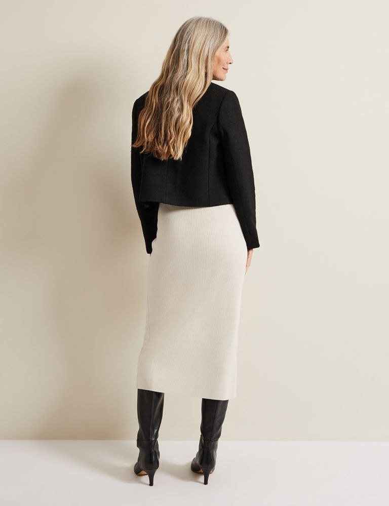 Ribbed Button Front Midi Column Skirt 4 of 6