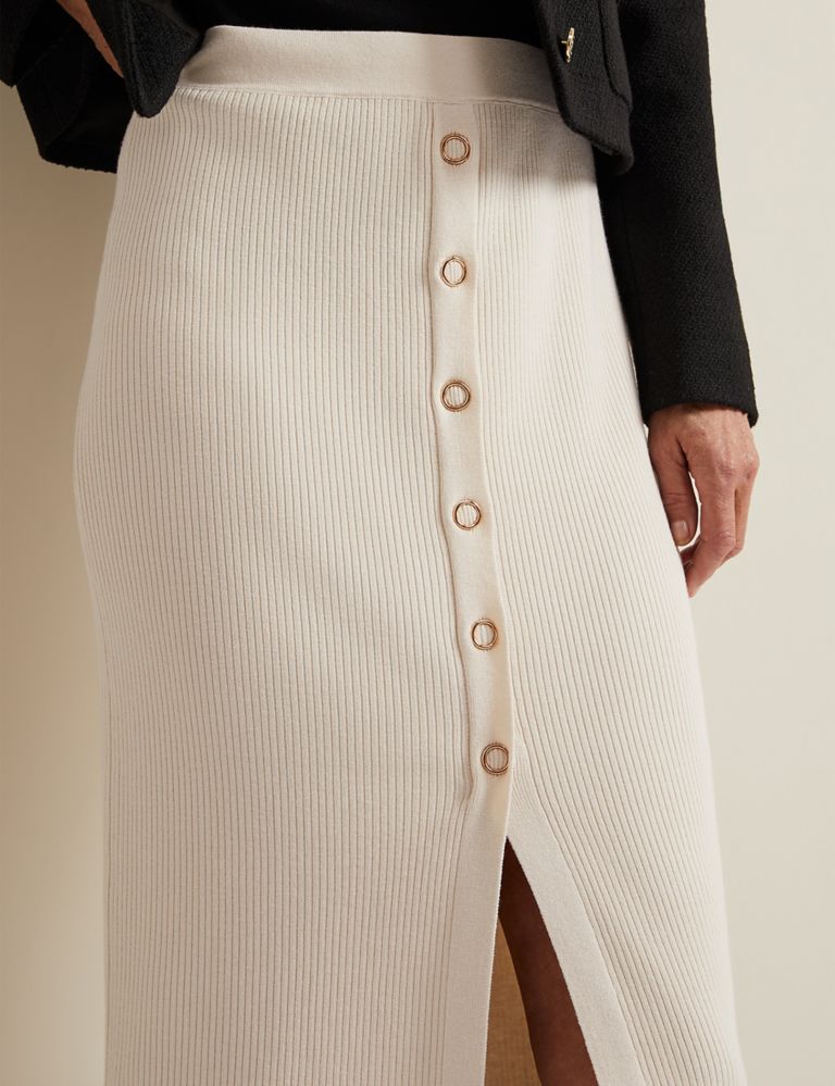 Ribbed Button Front Midi Column Skirt 5 of 6