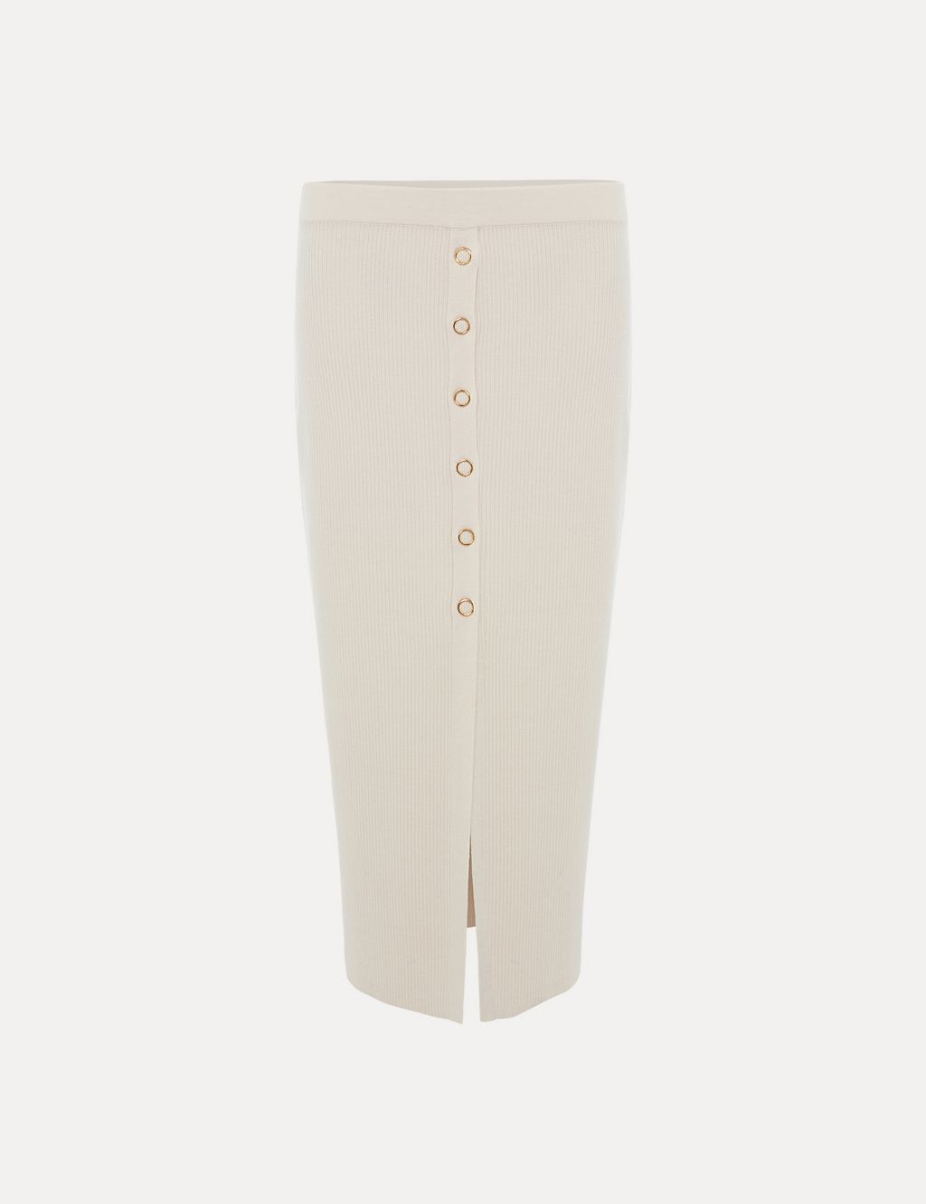 Ribbed Button Front Midi Column Skirt 1 of 6